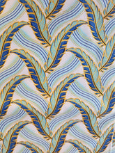 Charger l'image dans la galerie, 6 yards (5m40) - tissu wax pailleté plumes bleues et dorées