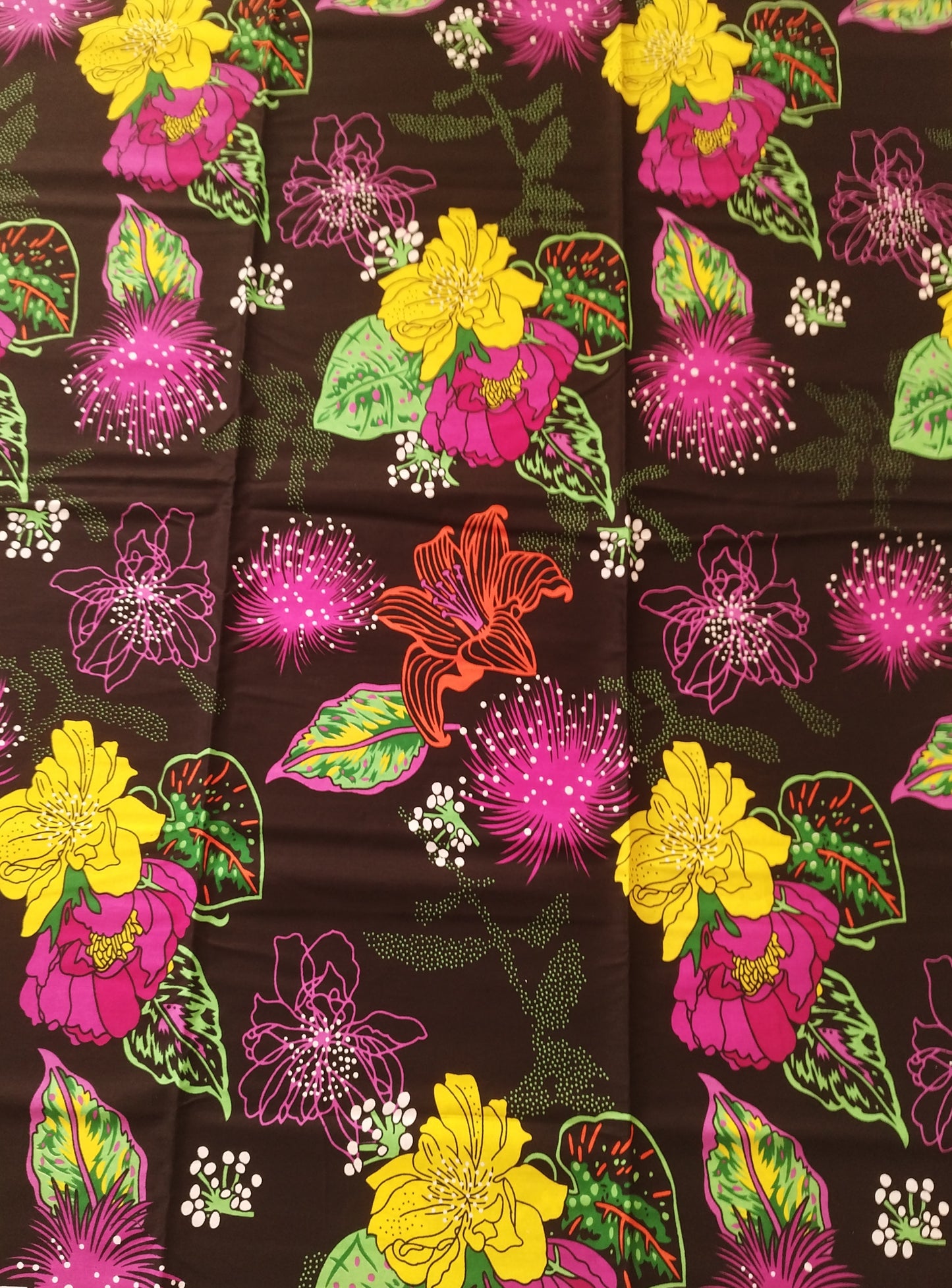 1 yard (90 cm) Tissu wax - fleurs multicolores