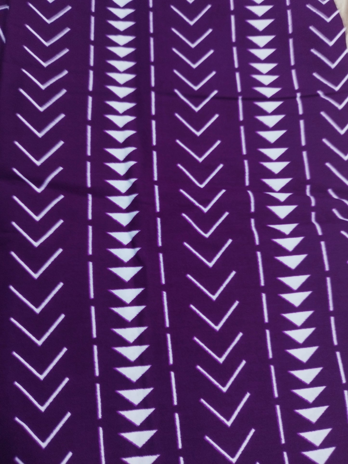 1 yard (90 cm) - Tissu wax - motif bogolan fond violet