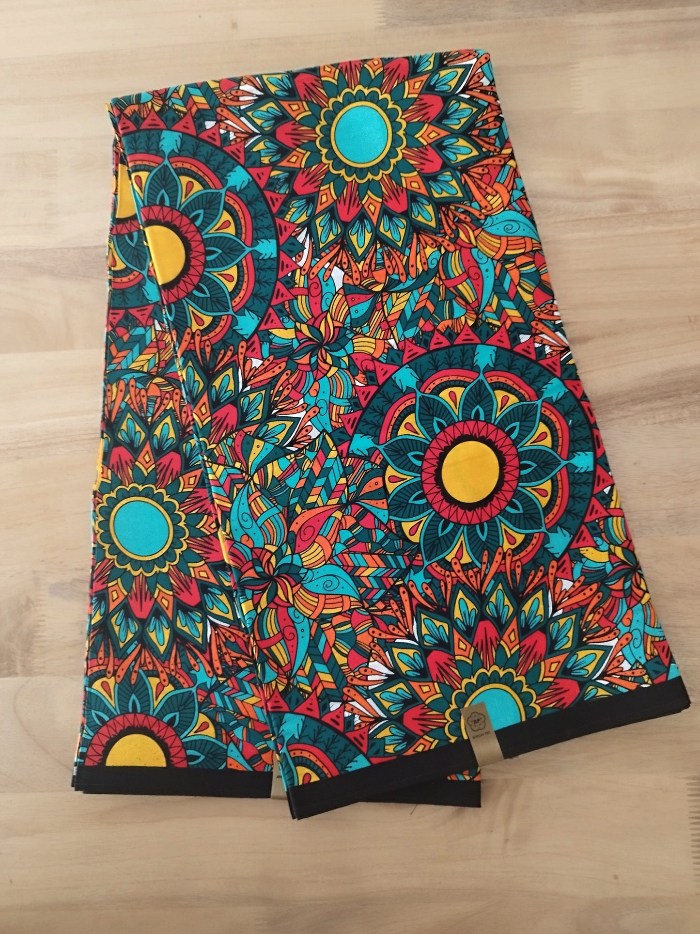 1 yard (90 cm) - Tissu wax - rosaces multicolores