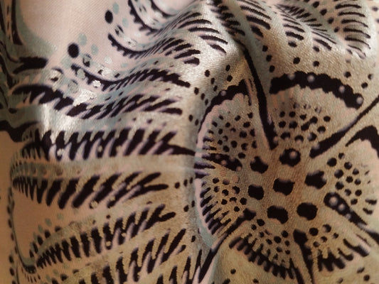 1 yard (90 cm) - Tissu wax java motifs blancs et turquoises brillants