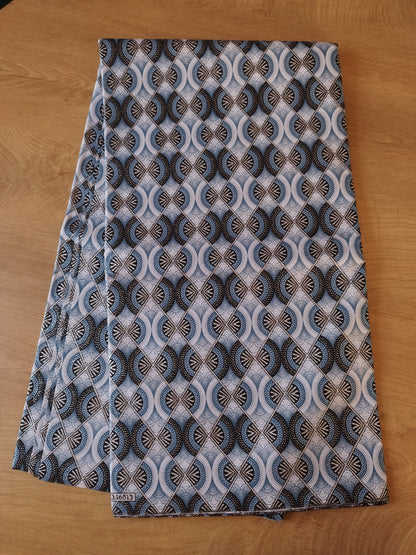 1 yard (90 cm) - Tissu wax pailleté - losanges gris et argentés