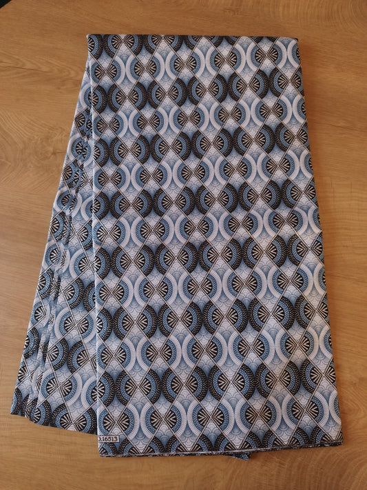 1 yard (90 cm) - Tissu wax pailleté - losanges gris et argentés
