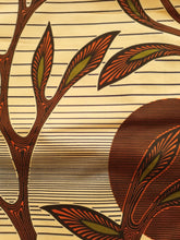 Charger l&#39;image dans la galerie, Tissu wax - motif grotto orange et vert fond beige - par 50 centimètres
