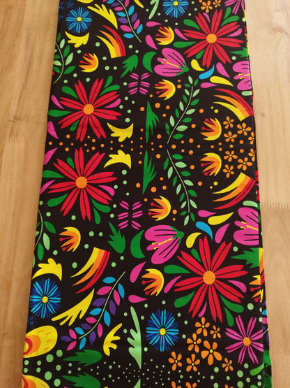 1 yard (90 cm) - Tissu wax - fleurs multicolores