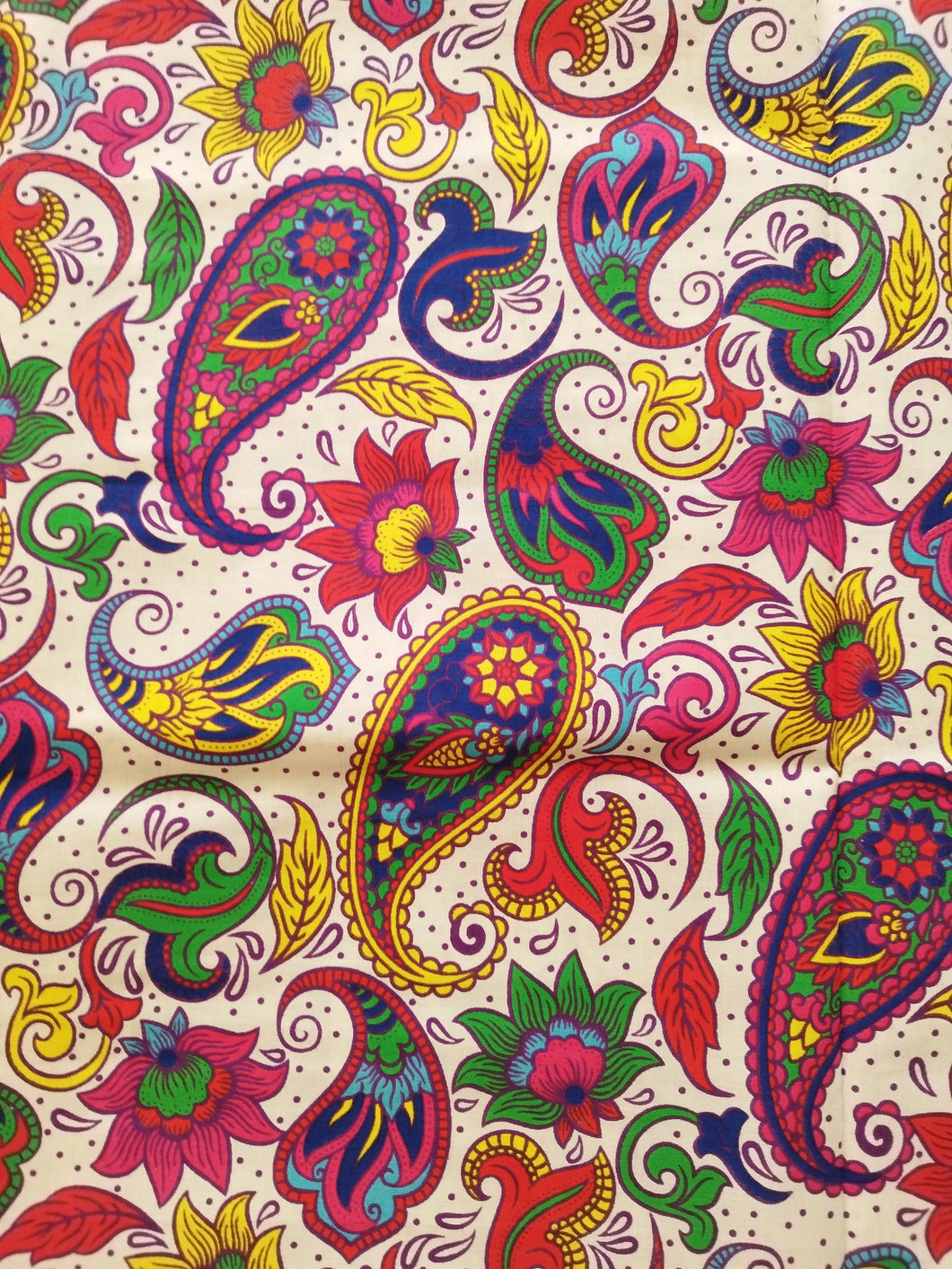 Tissu wax - paisley et fleurs - par 50 centimètres