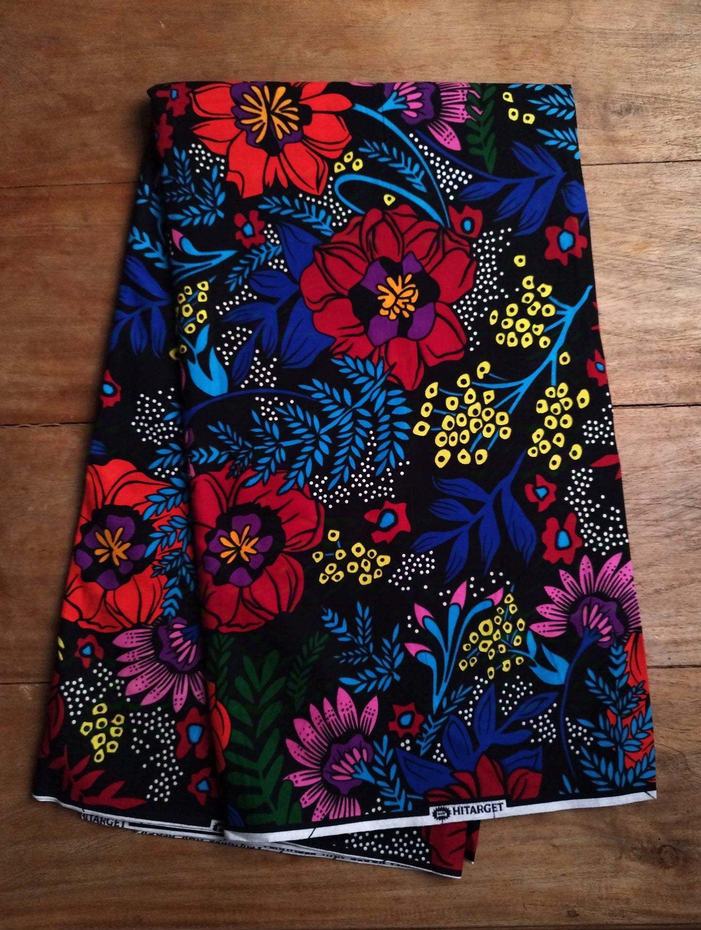 1 yard (90 cm) - Tissu wax - fleurs multicolores