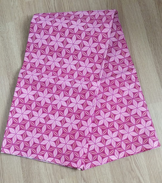 1 yard (90 cm) - Tissu wax pailleté - rosaces roses pailleté doré