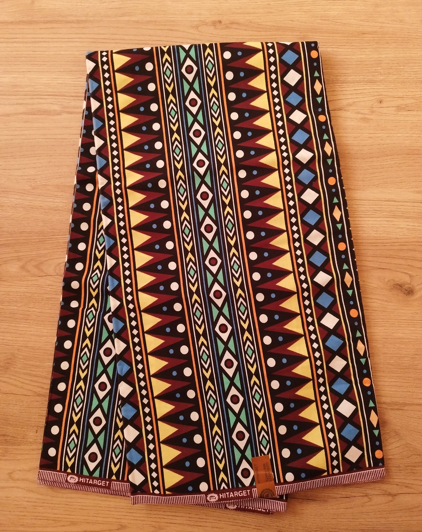 1 yard (90 cm) - Tissu wax motif ethnique multicolore