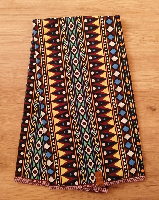 1 yard (90 cm) - Tissu wax motif ethnique multicolore