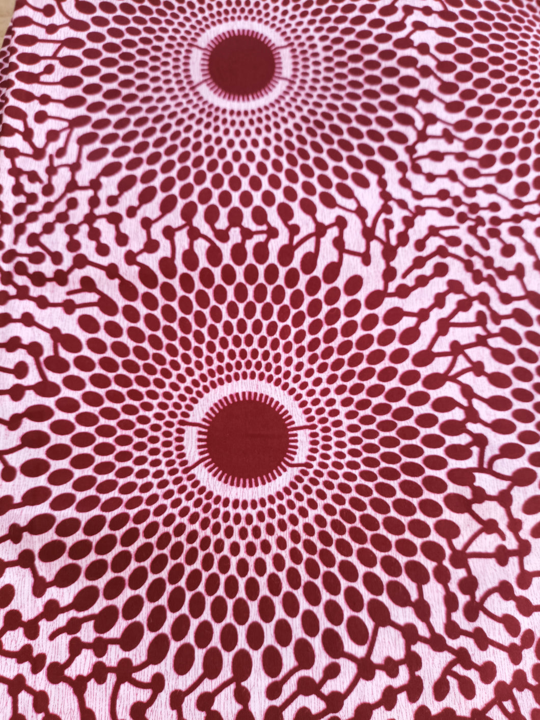 Tissu wax - grands disques roses et framboises - à partir de 50 centimètres