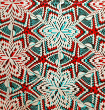 Charger l&#39;image dans la galerie, Tissu wax java argent - motifs rouges et turquoises - par 50 centimètres
