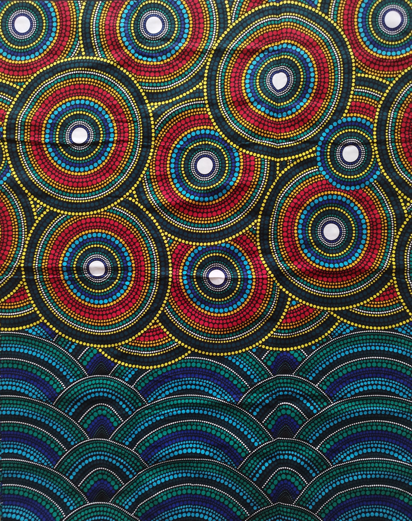 1 yard (90 cm) - Tissu wax - grands disques ronds en points