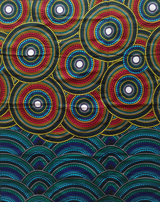 1 yard (90 cm) - Tissu wax - grands disques ronds en points